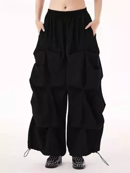 XITAO Wide Leg Pants Elastic Waist Pant GYX1802 One Size чёрный