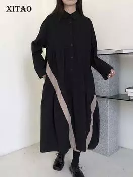 XITAO винтажное модное черное платье WLD9014 One Size чёрный