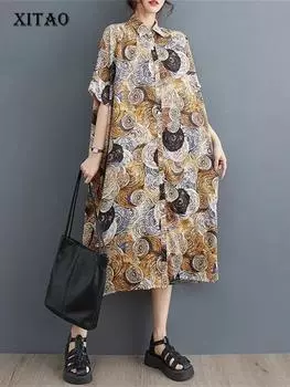 XITAO винтажное модное женское платье в стиле богини с веером в повседневном стиле WLD11361