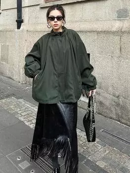 XITAO винтажное однотонное свободное пальто ZYY1076 One Size чёрный