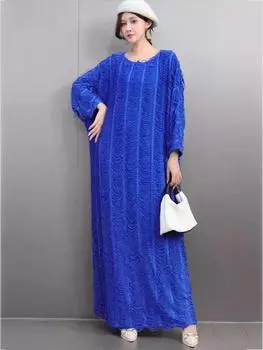 XITAO винтажное однотонное женское платье с круглым вырезом GMM1029 One Size чёрный