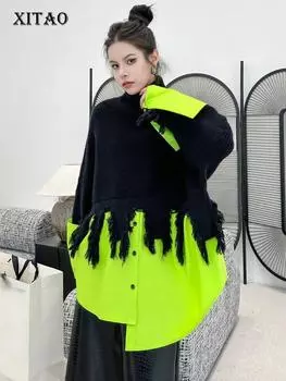 XITAO водолазка вязание лоскутных женских свитеров DMJ2677