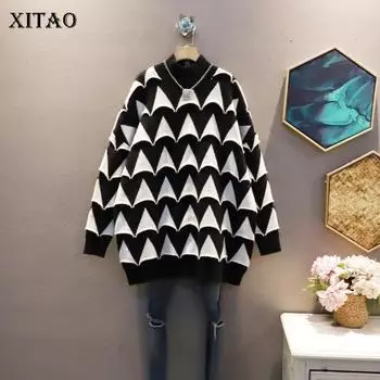 XITAO вязаный свитер модный новый женский пуловер осень меньшинства с длинным рукавом богиня вентилятор Повседневный стиль свободный свитер GWJ1598