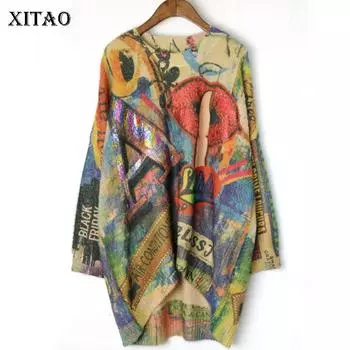 XITAO вязаный женский свитер с принтом WLD3049