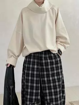 XITAO отложной воротник пуловер женская блузка LJ1089 One Size чёрный