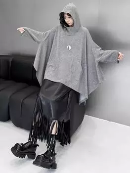 XITAO Женская толстовка с капюшоном и рукавами «летучая мышь» ZYY1025 One Size чёрный