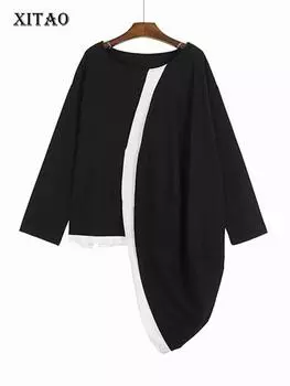 XITAO Женские асимметричные футболки Топ DMJ2275 One Size белый