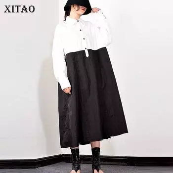 XITAO Женские модные повседневные платья с длинными рукавами XJ3591 One Size белый