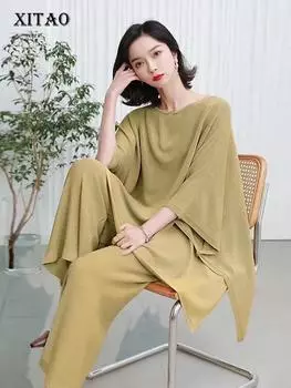 XITAO женские свободные вязаные комплекты из двух предметов с рукавами «летучая мышь» SMH1678