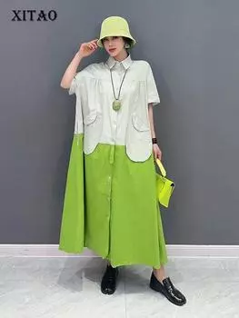 XITAO женское индивидуальное модное свободное однобортное платье SMH1628