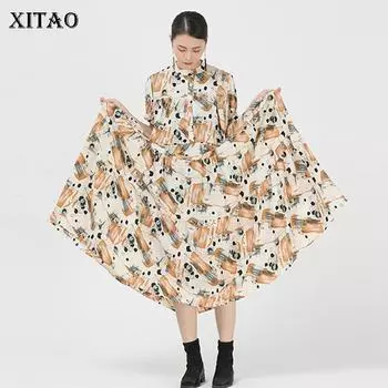 XITAO женское модное повседневное платье с морщинами и принтом ZP1347