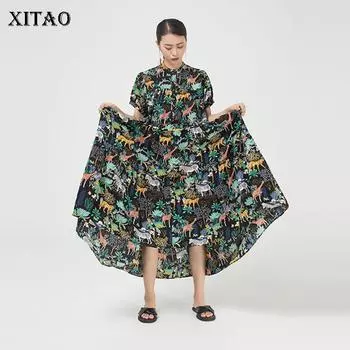 XITAO женское платье с мультяшным принтом ZP1346 One Size чёрный