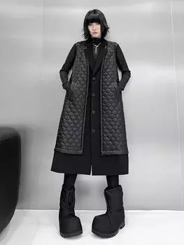 Xitao Жилет без рукавов с карманами из искусственной кожи GMM1228 One Size чёрный