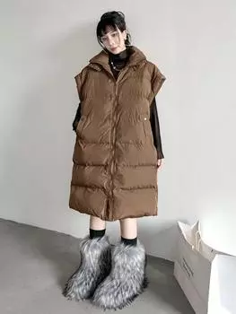 Xitao Жилеты без рукавов в стиле пэчворк с карманом на молнии GYX1038 One Size чёрный