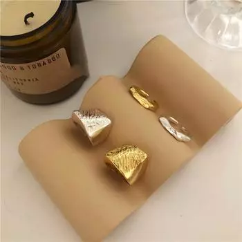 XIYANIKE Серебро Золото Серебро Корейское Толстое Нерегулярное Полосатое Кольцо Ручной Работы Ретро Простой Стиль INS Тенденция Открытие Для Женщин Пара Ювелирных Аксессуаров