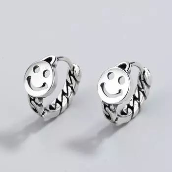 XIYANIKE серебряные серьги в стиле ретро, женские вечерние серьги-кольца для пары, креативные серьги-кольца с улыбкой на лице для женщин, модные украшения
