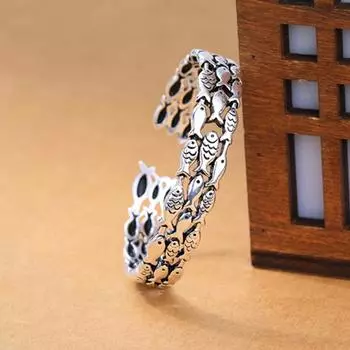 XIYANIKE Серебряный цвет Ретро Браслет с маленькой рыбкой на руке Креативный милый браслет для пары в виде рыбы в богемном стиле для женщин Винтажные массивные ювелирные изделия