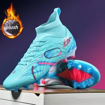 Xiyin Amazon velvet and cotton football shoes men and women high-top students long broken nails competition training shoes 32