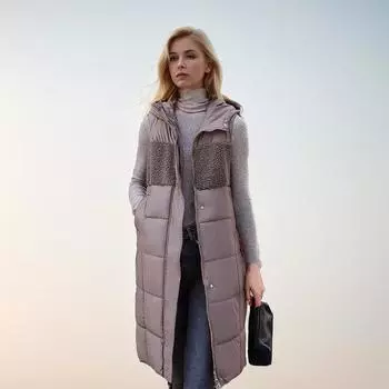 Xiyin взрывной жилет женский длинный новый модный утолщенный теплый женский пиджак с капюшоном M светло-коричневого