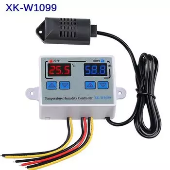 XK-W1099 двойной цифровой термостат, гигростат, инкубатор для яиц, регулятор температуры и влажности, термометр, гигрометр