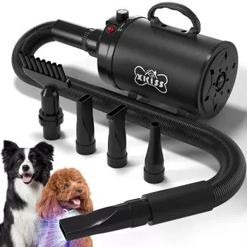 XKISS Dog Dryer PS 3200 W Dog Dryer Cat Dryer Pet Dryer Pet Dryer with 4 Nozzles Adjustable Wind Speed and Temperature Strong Blow Power Noise чёрный