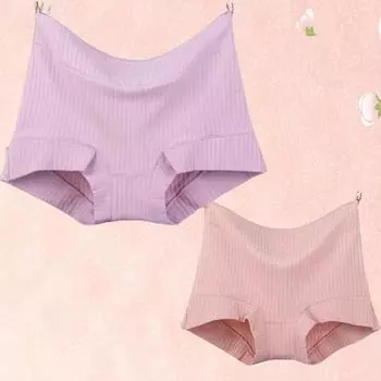 XL-6XL Женское хлопковое антибактериальное нижнее белье Трусики с высокой талией Полосатые трусы Дышащее нижнее белье Женское нижнее белье XL светло-фиолетовый