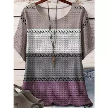 XL-7XL Большой размер Универсальный модный трендовый пуловер с принтом Футболка с короткими рукавами Топ XL