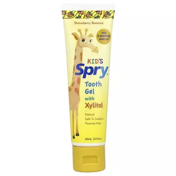 Xlear, Spry® для детей, зубная паста с ксилитом, от 3 месяцев, клубника и банан, 2 жидких унции (60 мл)