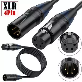 XLR4 кабель микрофонный кабель 4-контактный штекер-гнездо удлинитель шнур для студийного рекордера микрофон микшеры светодиодный свет 500