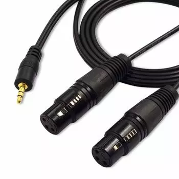 XLR Canon гнездо x стерео мини-джек небалансный линейный кабель [WV-9211-1.5B] 23.5мм (1,5 м, черный) чёрный