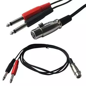 XLR Female to 6.35mm Mono Male Audio Y Splitter Cable, 1 XLR Female to 2 Dual 6.35mm Male 30cm (1.5m3m) Stereo Mic Audio Converter Adapter Cable