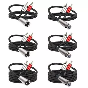 XLR Male/Female To Dual RCA Male Cable Clear Audio Signal Transmission Audio Cable Adapter for Headphone Amplifier Mic 1m