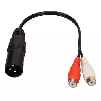 XLR Male to 2 RCA Female Y-образный разветвительный кабель 3 Pin 0,6 фута шумоподавляющий звуковой шнур адаптер для