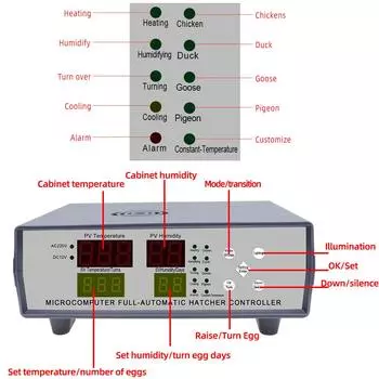 XM-18K-2 Контроллер инкубатора для яиц Микрокомпьютерный полностью автоматический контроллер выводного шкафа Термостат инкубатора Контроллер выводного шкафа для яиц