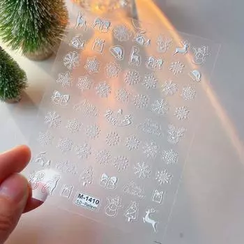 Xmas Nail Charms Christmas Snowflake Nail Stickers Manicure Ornaments Nail Accessories Christmas Snowflake Nail Decals