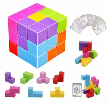 XMD Magic Cube Магнитный блок Magic Blocks Магнитная головоломка Монтессори игрушка 3D головоломка Cube 7 частей 3D головоломка (многокрасочный)