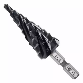 XMSSAA ступенчатое сверло для нержавеющей стали шестигранное спиральное отверстие конус побега бамбука кобальтовое быстрорежущее нитрид титана алюминий для M35 4-лезвийная сталь, 4-20 мм/9