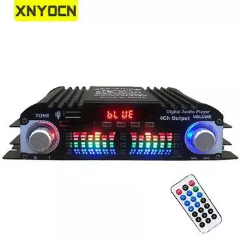 Xnyocn 1600 Вт Мощность HiFi Усилитель Звука Цифровой 4 Канальный Аудио Усилитель Совместимый Bluetooth Плеер Поддержка Пульта Дистанционного Управления чёрный