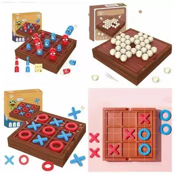 XO Chess Tic Tac Toe Декоративная доска Деревянный стол Настольные игры Творческое взаимодействие родителей и детей XO Chess