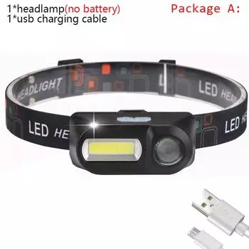 XP-G Q5 Налобный фонарь Фара Водонепроницаемая 2500 лм Cob Led Встроенный USB перезаряжаемый аккумулятор 14450 Рабочий свет 5 Вт