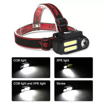 XPE+COB Portable Mini LED Headlight USB Rechargeable Using 18650 Battery Outdoor Camping Light Night Fishing Headlight