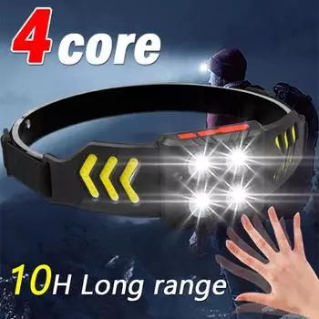 XPE+COB светодиодный налобный фонарь с двумя источниками света, встроенный аккумулятор, зарядка через USB, налобный фонарь для ночного бега