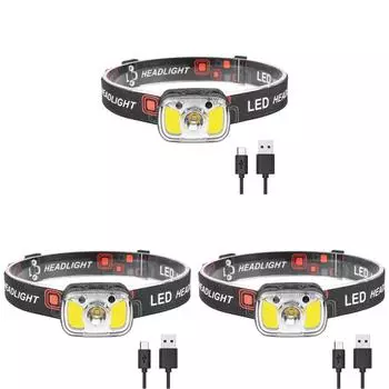 XPG+COB Headlight 550LM 1200mAh Type-C USB Rechargeable IPX4 Waterproof AU