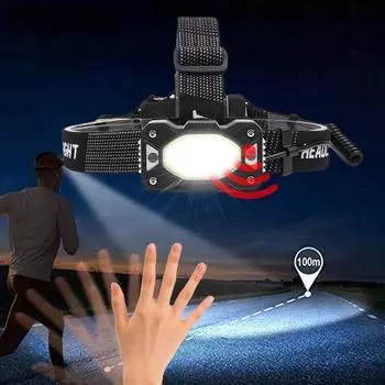 XPG+COB Red and White Strong Light Sensing Headlamp Aluminum Plastic Combined with USB Rechargeable Glare Headlights Headlamp+USB