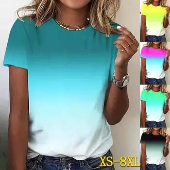 XS-8XL Женская модная одежда Летние топы для женщин Повседневные футболки с короткими рукавами Блузки с принтом в стиле Tie Dye Женские свободные хлопковые рубашки больших размеров 3XL чёрный