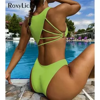 XS - L Одно плечо вырез средней талии бикини женский купальник женский купальник из двух частей бикини комплект купальный костюм купальный костюм XS зелёный