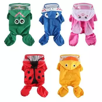 XS-XL Дождевик для домашних животных, прозрачный комбинезон с капюшоном, водонепроницаемое пальто для собак, водонепроницаемые куртки, дышащая одежда для щенков XS зелёный