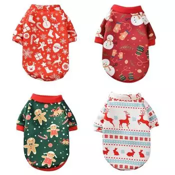 XS-XL Warm Christmas Dog Clothes Fleece Spring Autumn Winter Dog Hoodies for Small Medium Dog Cats Pet Puppy Clothing Hoodies XS