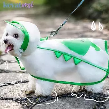 XS-XXL дождевик для собак водонепроницаемая одежда для собак с милым принтом пальто для щенков прозрачный дождевик для собак аксессуары для собак XS зелёный