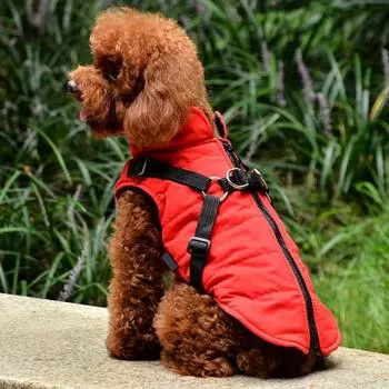 XS-XXL Pet Dog Jacket With Harness Winter Warm Dog Clothes For Labrador Waterproof Big Dog Coat Chihuahua French Bulldog Outfits XS